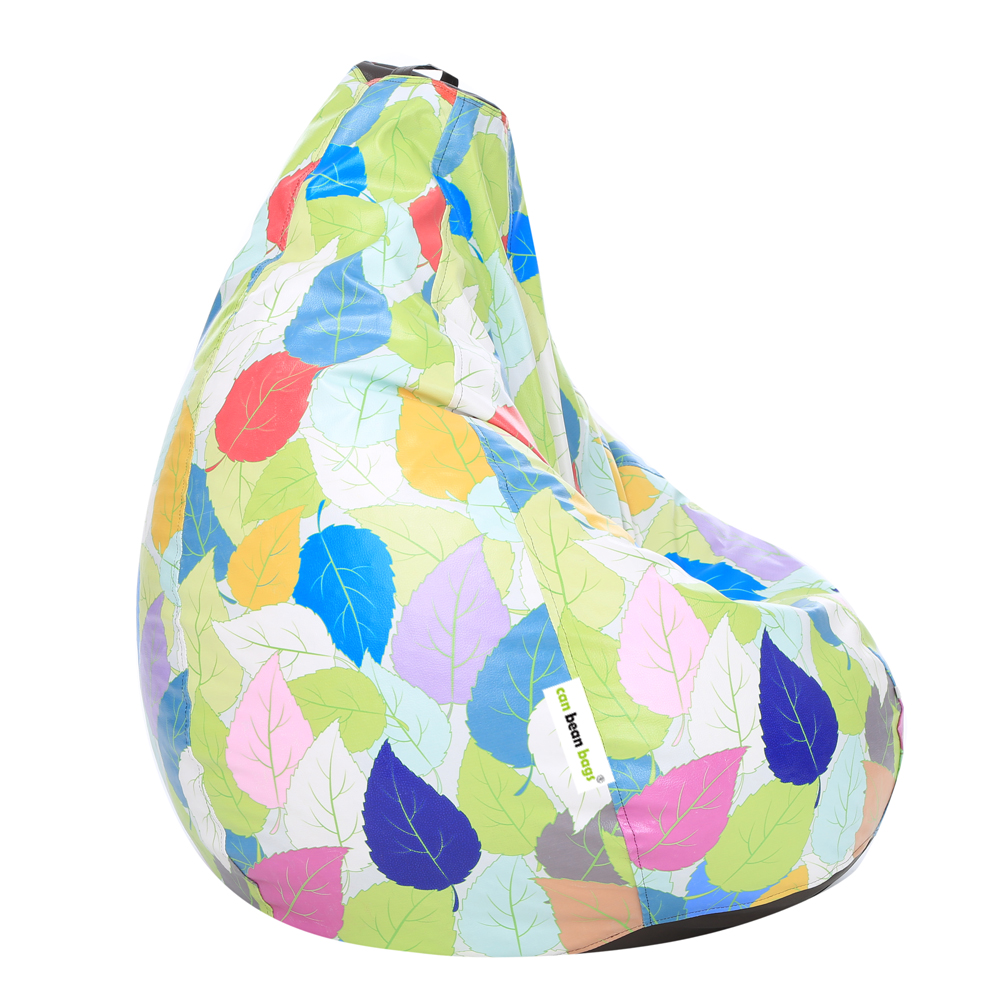 Orka Digital Printed XXXL Filled Bean Bag With Beans (Colorful Big Leaf, Multicolor)